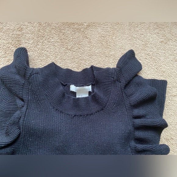 H&M Black Ribbed Racerback Ruffle Tank Top - Size XS - EUC - Picture 2 of 9